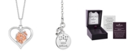 Hallmark Diamonds Heart Rose Love pendant (1/20 ct. t.w.) in Sterling Silver & 14k Rose Gold, 16" + 2" extender